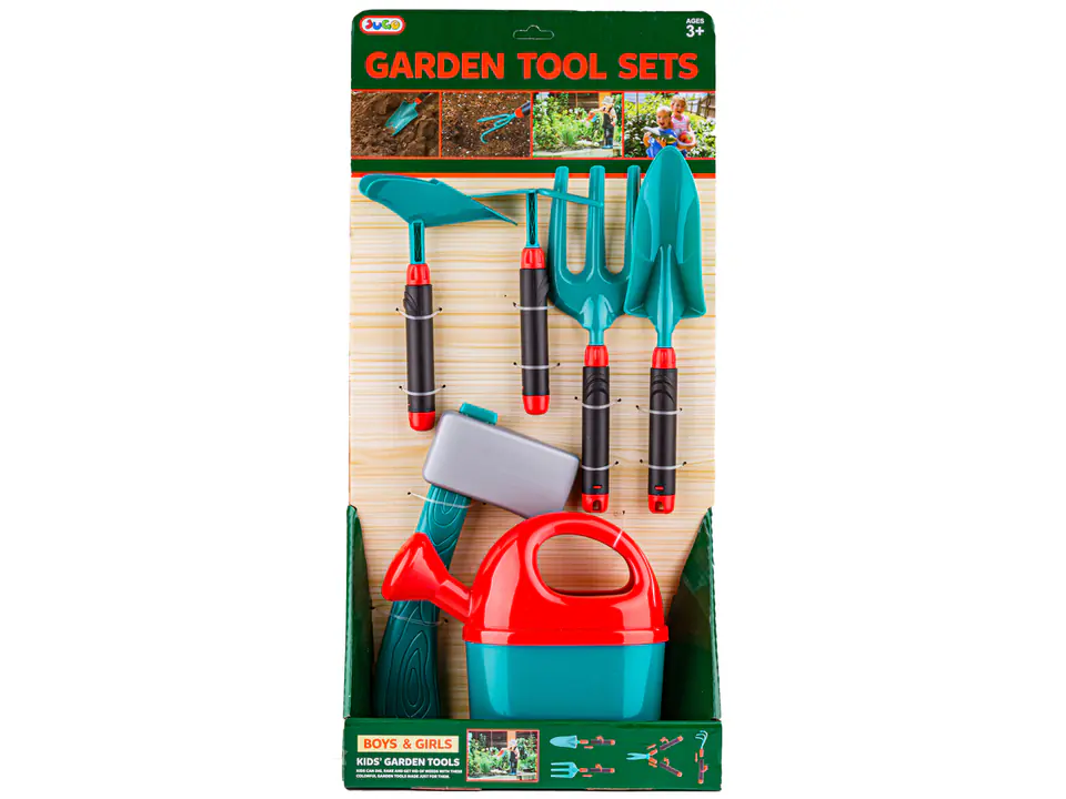 Zestaw Narzędzi Ogrodowych Dla Dzieci 6 Elementów Łopatka Konewka Motyka