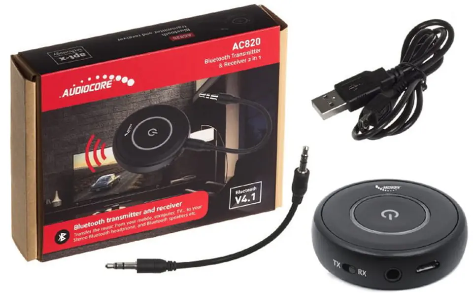 Nadajnik i odbiornik bluetooth mini-jack Audiocore AC820