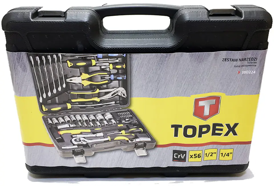 Topex 38D224 zestaw 56 narzędzi w walizce