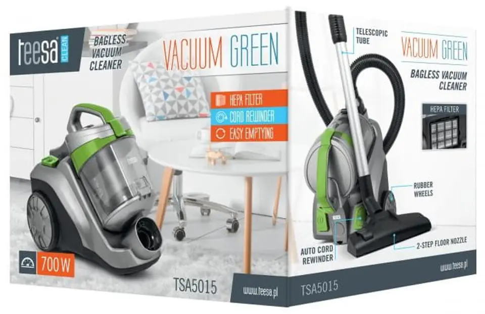 Teesa Vacuum Green TSA5015 skuteczne odkurzanie